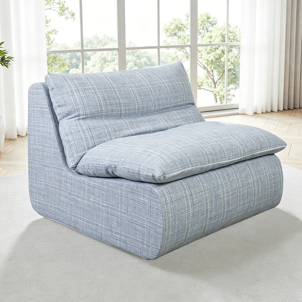 Blue single sofa with removable sponge padding