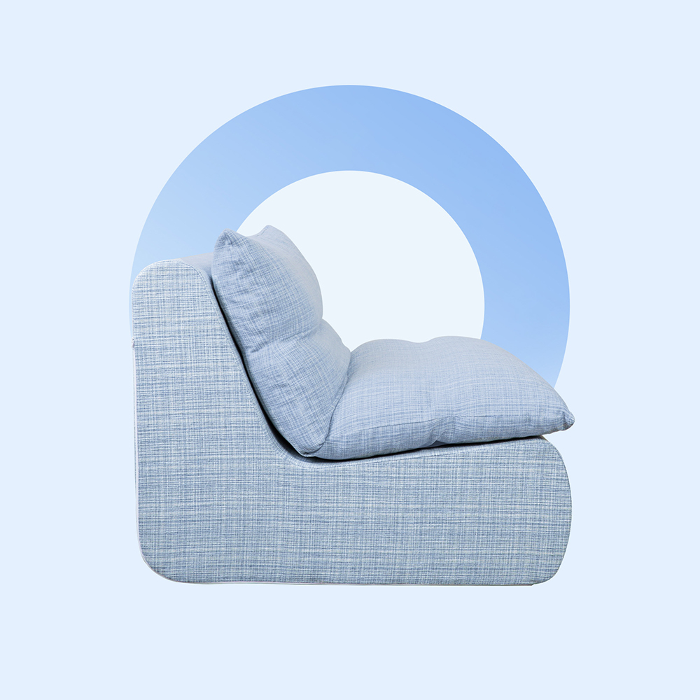 Blue single sofa with removable sponge padding Blue single sofa with removable sponge padding